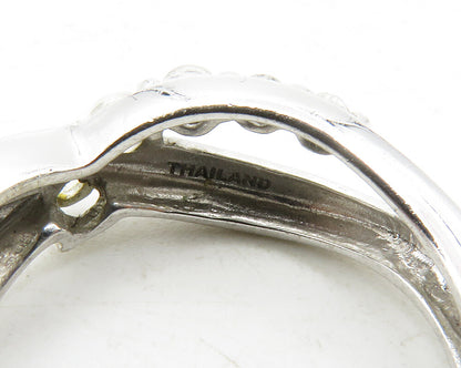 925 Sterling Silver  Graduated White Topaz Shiny Round Band Ring Sz 8  RG12936