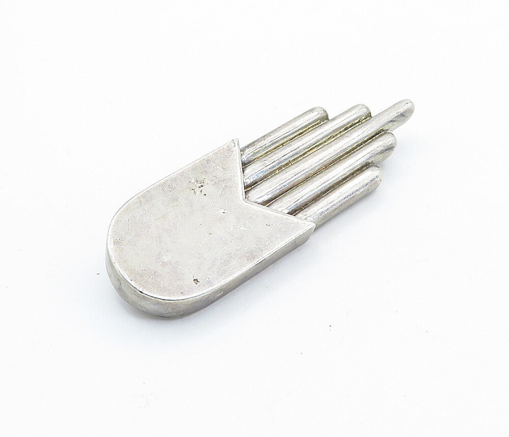 CHARLES KRYPELL 925 Silver  Vintage Dark Tone Fluted Design Brooch Pin  BP2671