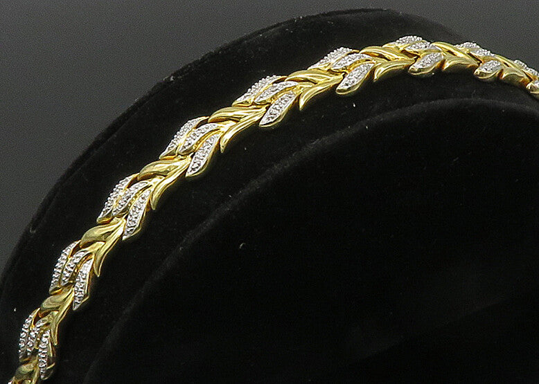 ROSS SIMON 925 Sterling Silver  Genuine Diamonds 2 Tone Chain Bracelet  BT1204