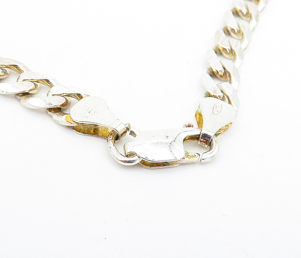 925 Sterling Silver  Vintage Shiny Minimalist Curb Link Chain Necklace  NE1156