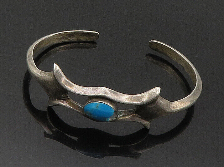 ZUNI NAVAJO 925 Silver  Vintage Turquoise Petite Smooth Cuff Bracelet  BT7708