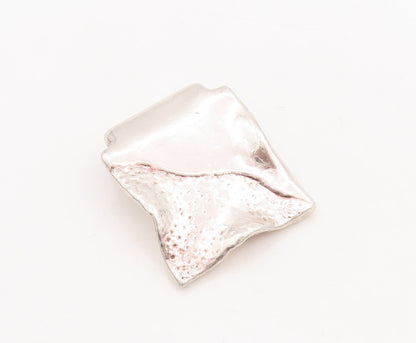 925 Sterling Silver Vintage Pendant Square Brutalist Cloth Design  PT23484