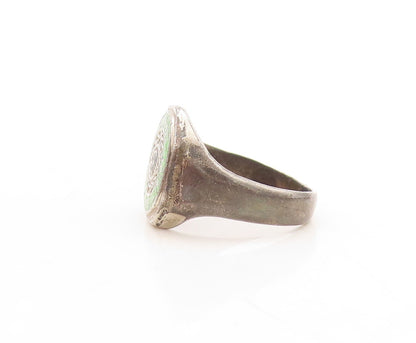 925 Sterling Silver Vintage Ring Enameled LBM Comradeship Etched  Sz 7  RG31551
