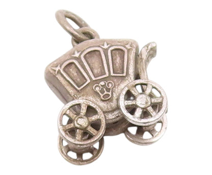 925 Sterling Silver  Vintage Petite Old Fashioned Carriage Pendant  PT18527