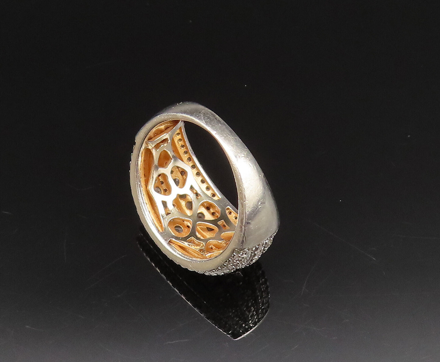 925 Sterling Silver  Vintage Multi Stone Topaz Dome Ring Sz 7.5  RG25653