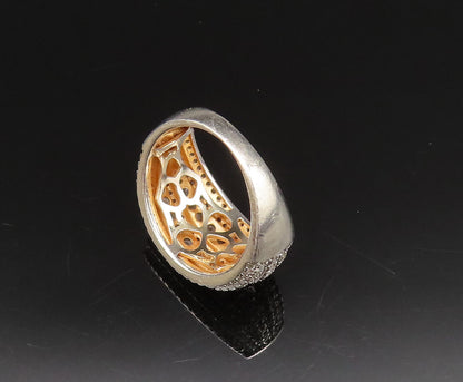 925 Sterling Silver  Vintage Multi Stone Topaz Dome Ring Sz 7.5  RG25653