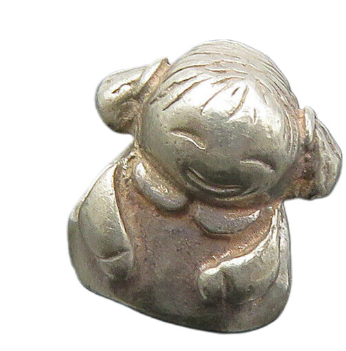 PANDORA 925 Silver  Vintage Little Girl With Pigtails Slide Pendant  PT18148