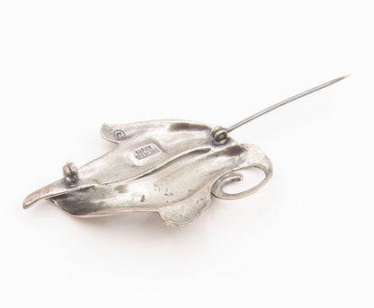 925 Sterling Silver Vintage Brooch Pin NAPIER Minimalist Etched Leaf  BP12335