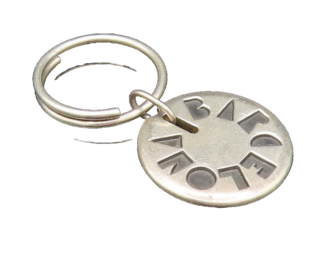 925 Sterling Silver  Vintage Carved Barcelona Souvenir Key Chain  TR3385