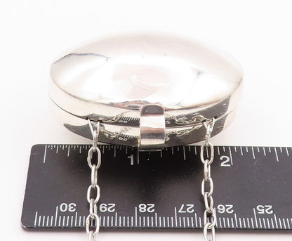 925 Sterling Silver Vintage Necklace MEXICO Oval Large Pill Box OPENS  NE4597