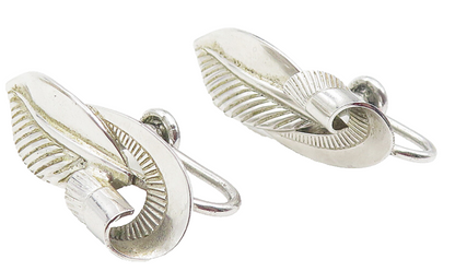 CARLART 925 Silver  Vintage Modernist Floral Leaf Non Pierce Earrings  EG6132