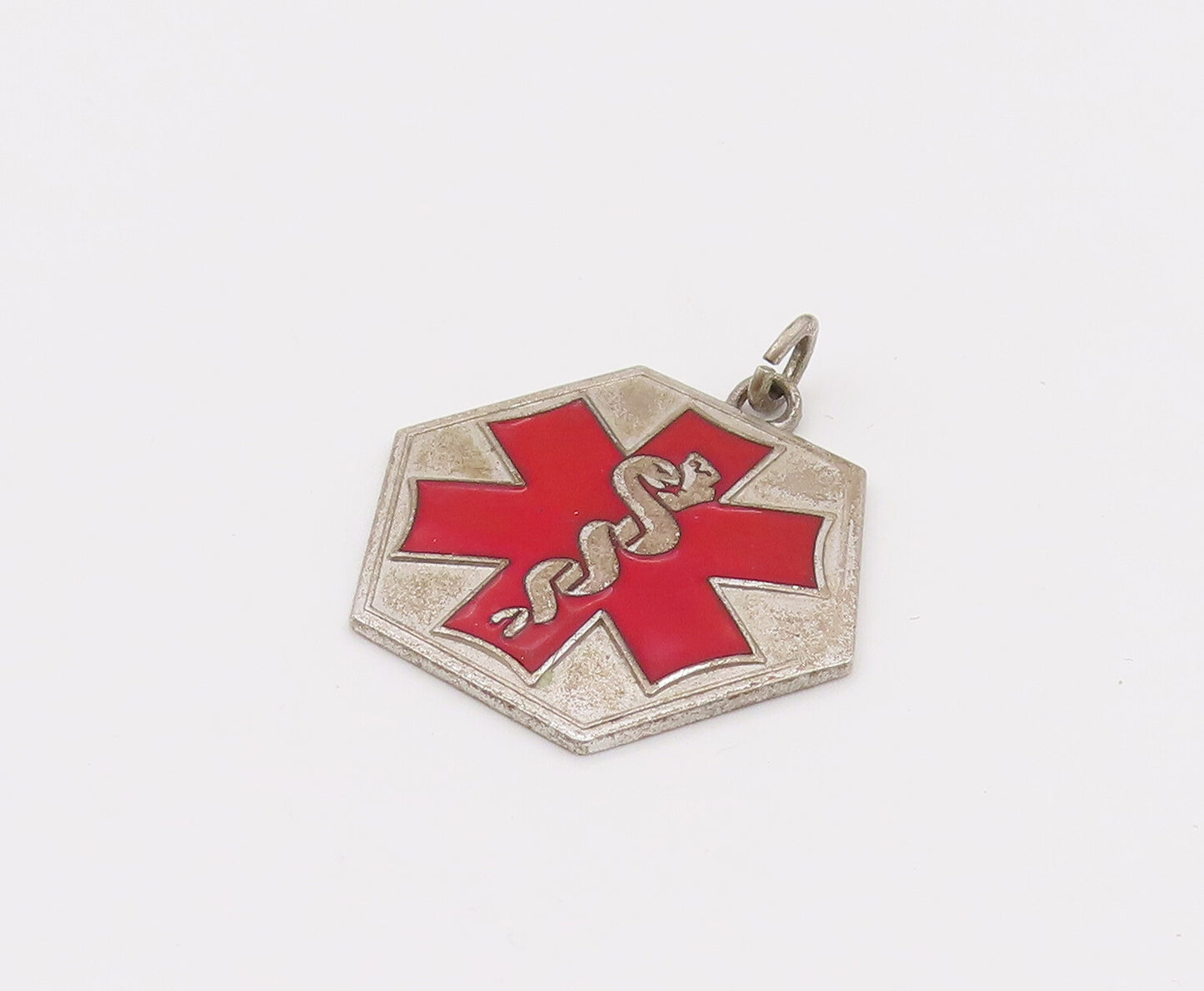 925 Sterling Silver  Vintage Mini Medical Alert Blood Allergy Pendant  PT22150