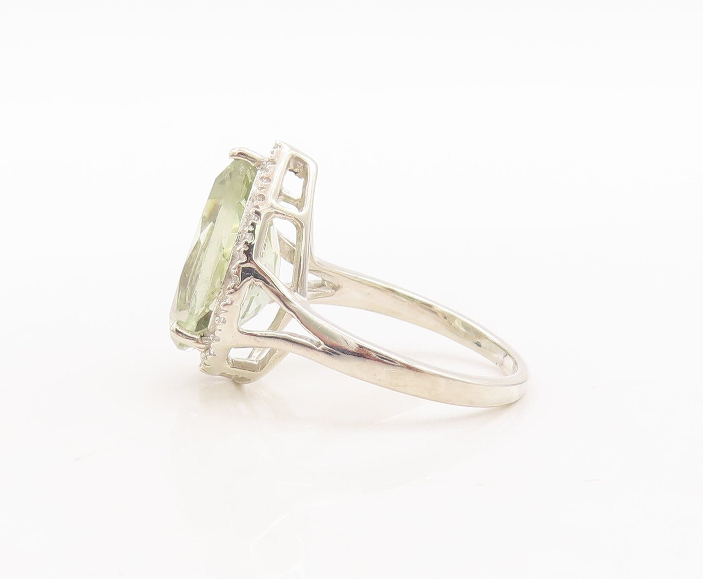 925 Sterling Silver Vintage Ring Drop Cut Gemstone Halo Topaz Sz 7  RG29451