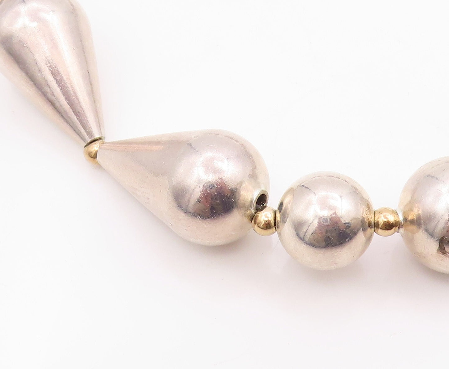 14k Gold 925 Sterling Silver Vintage Necklace Gemstones Drop Cut Spheres NE4471