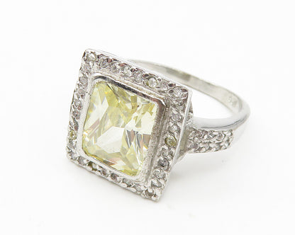 925 Sterling Silver  Shiny Cubic Zirconia Square Cocktail Ring Sz 9  RG10835