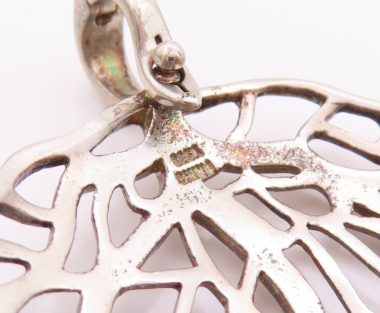 925 Sterling Silver Vintage Pendant Upside Down Tree Of Life Cutout  PT24576