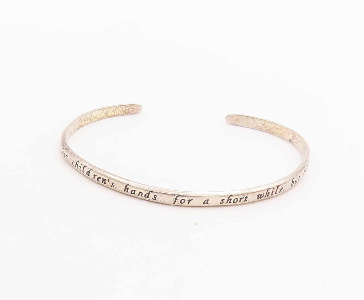 925 Sterling Silver Vintage Bracelet Solid Etched Mother's Love Cuff  BT10675