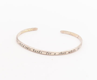 925 Sterling Silver Vintage Bracelet Solid Etched Mother's Love Cuff  BT10675