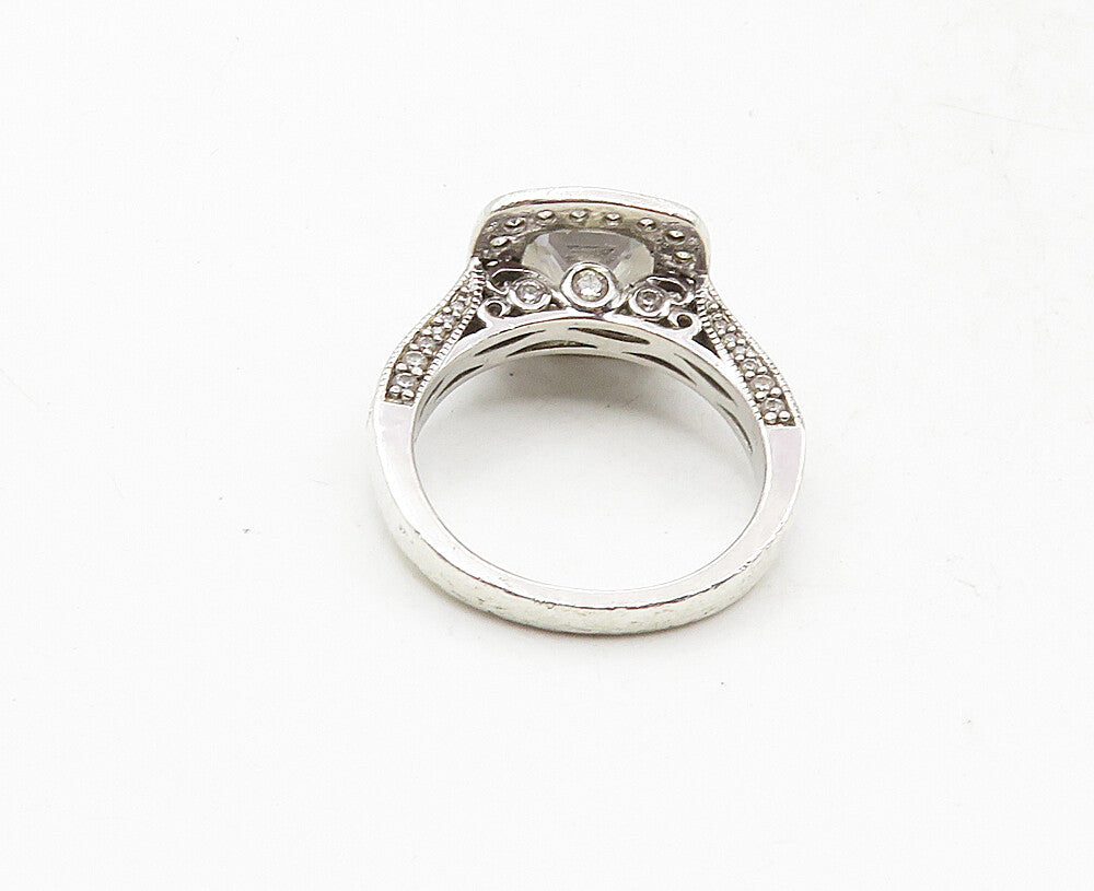 925 Sterling Silver  Cubic Zirconia Solitaire With Accents Ring Sz 7  RG9452