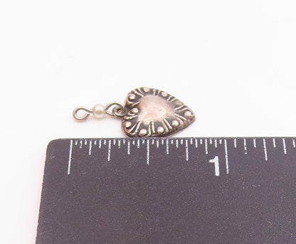 925 Sterling Silver  Vintage Petite Pearl Love Heart Motif Pendant  PT16464