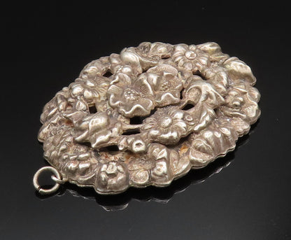 925 Sterling Silver  Vintage Antique Brutalist Flower Cluster Pendant  PT20483