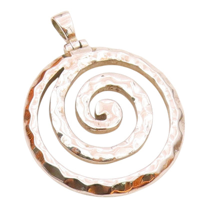 925 Sterling Silver  Vintage Carved Hammered Spiral Drop Pendant  PT21804