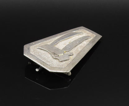 SAMUEL HIZME 925 Silver  Vintage Carved Chai Textured Brooch Pin  BP9796