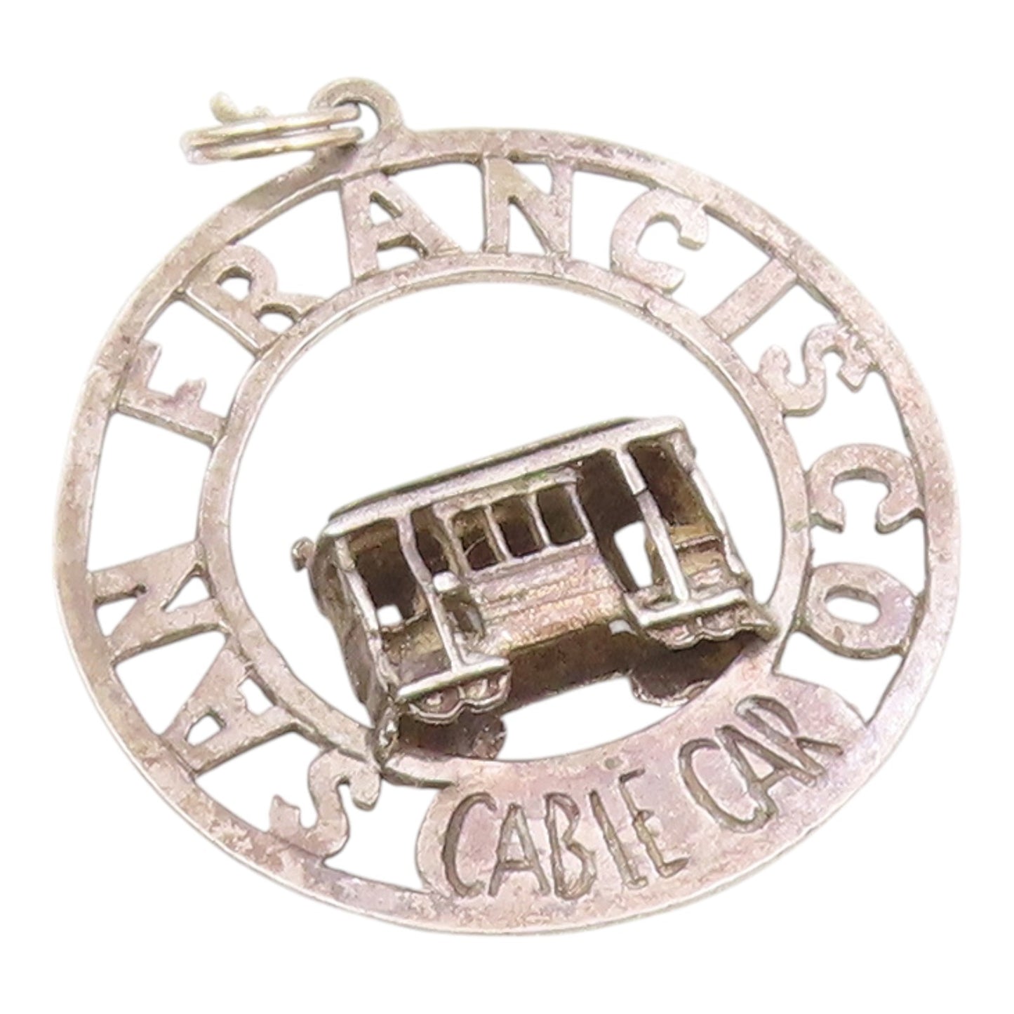 925 Sterling Silver  Vintage San Francisco Cable Car Souvenir Pendant  PT19436