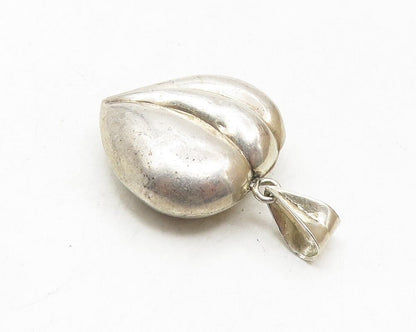 925 Sterling Silver  Vintage Shiny Fluted Hollow Love Heart Pendant  PT7569