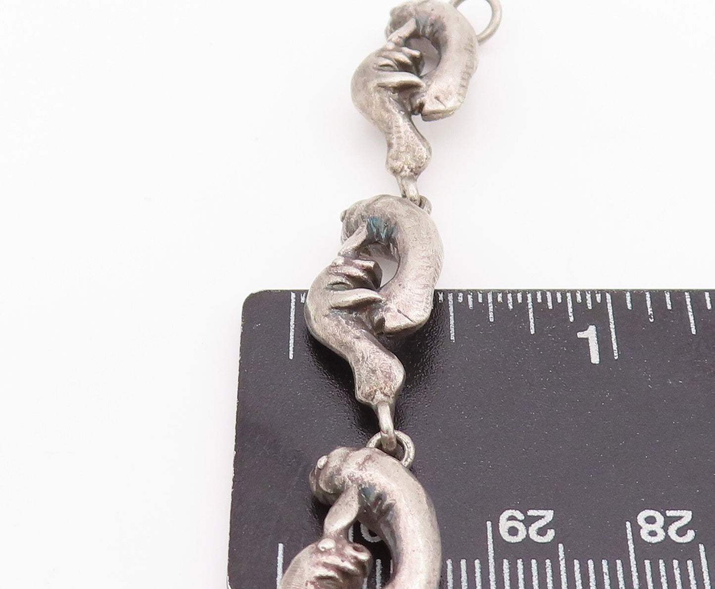 925 Sterling Silver Vintage Bracelet Dark Tone Swimming Sea Gull   BT11028