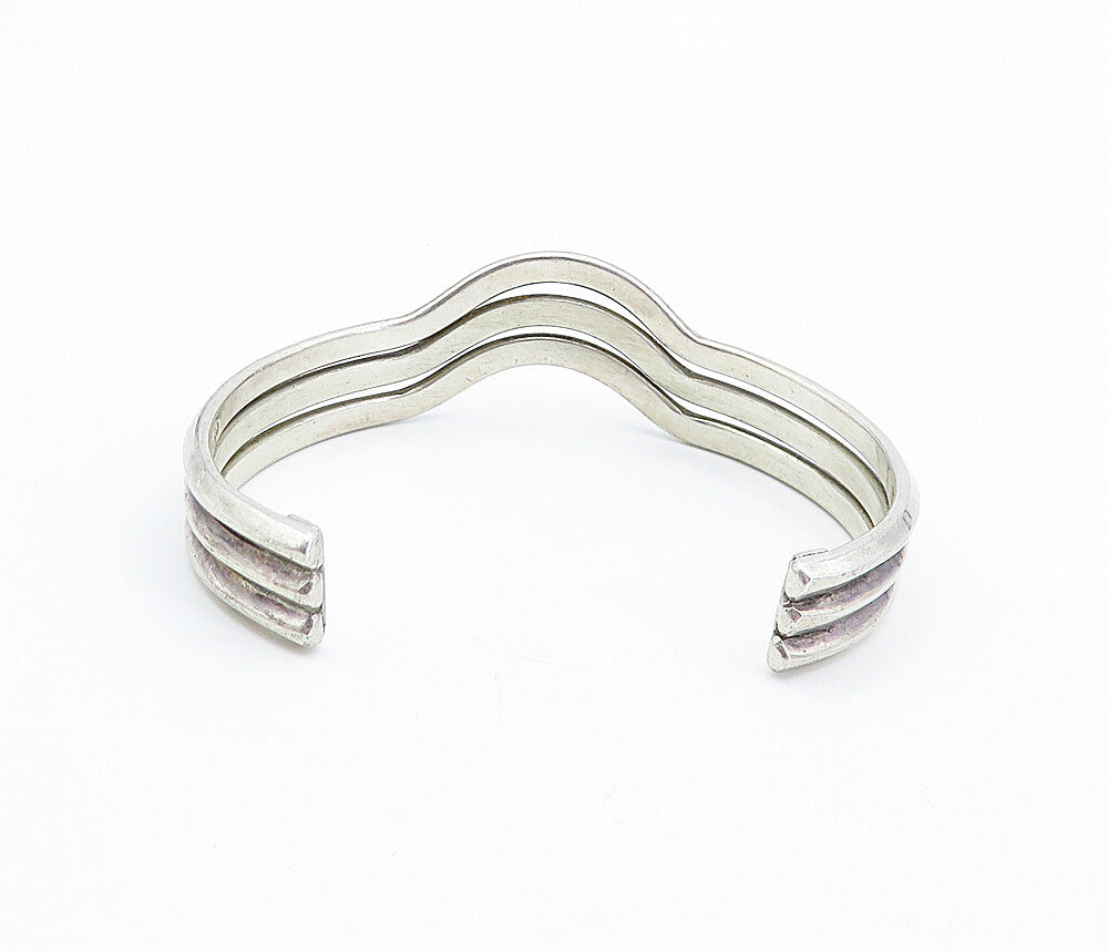 MEXICO 925 Sterling Silver  Vintage Dark Tone Split Shank Cuff Bracelet BT1813