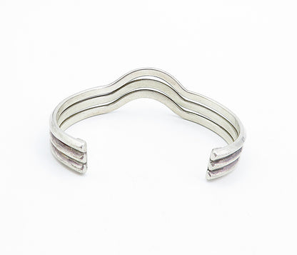 MEXICO 925 Sterling Silver  Vintage Dark Tone Split Shank Cuff Bracelet BT1813