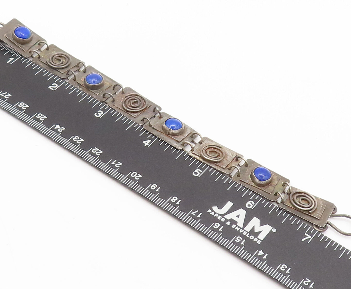 JRC 925 Silver  Vintage Modernist Welded Plates & Lapis Bracelet  BT10097