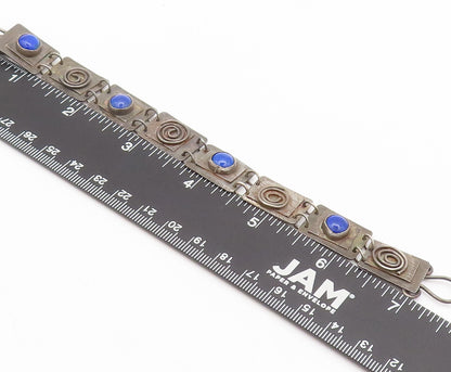 JRC 925 Silver  Vintage Modernist Welded Plates & Lapis Bracelet  BT10097