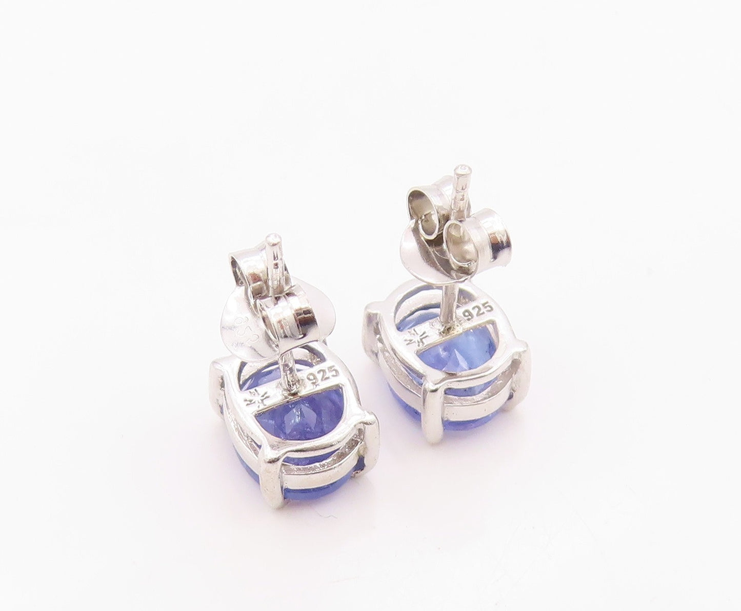 925 Sterling Silver Vintage Earrings Elegant Oval Cut Tanzanite Stud  EG14361