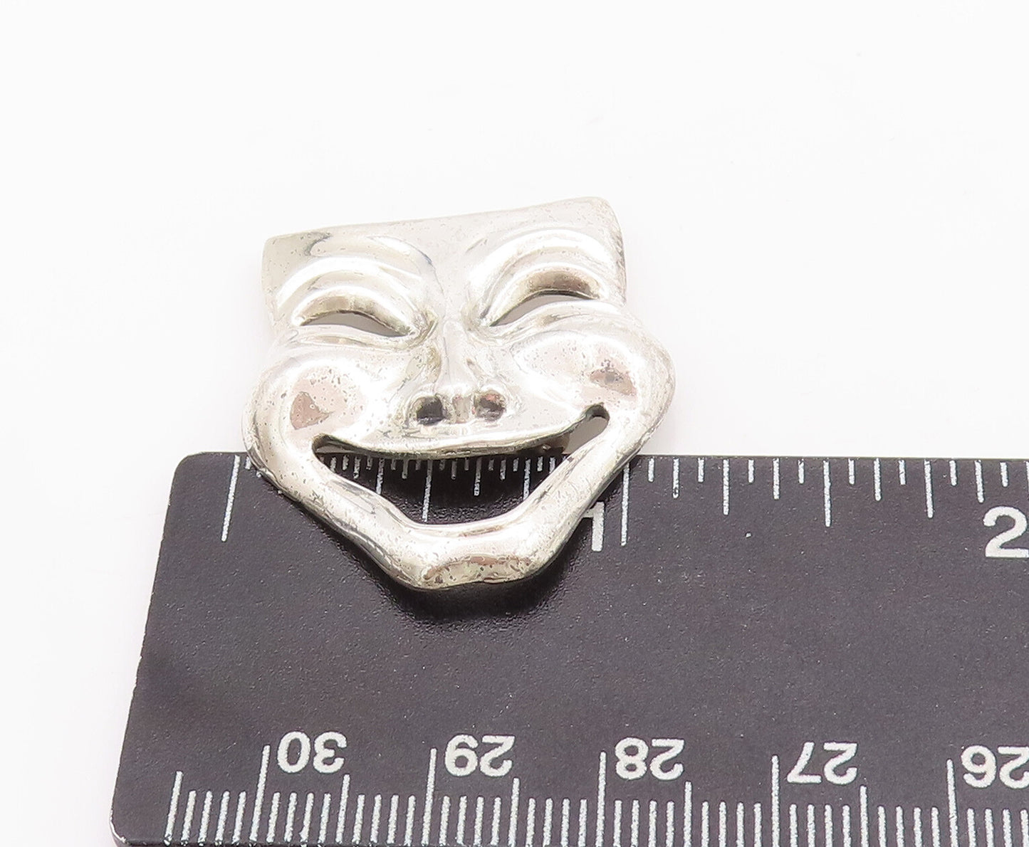 925 Sterling Silver Vintage Brooch Pin BEAU Cutout Happy Smiling Mime  BP11072