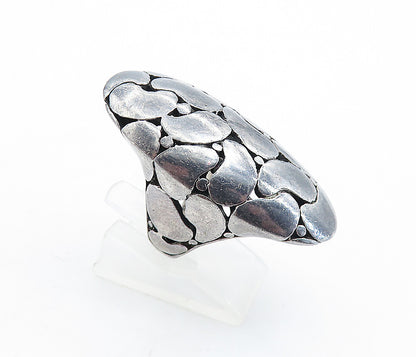 925 Sterling Silver  Vintage Dark Tone Oval Dome Cocktail Ring Sz 6  RG6105