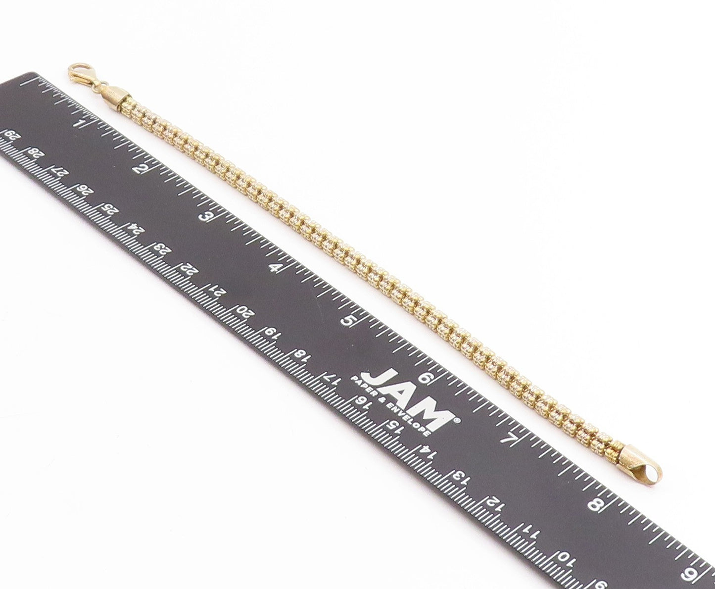 925 Sterling Silver Vintage Bracelet Two Tone Weave Link Design Chain  BT11455