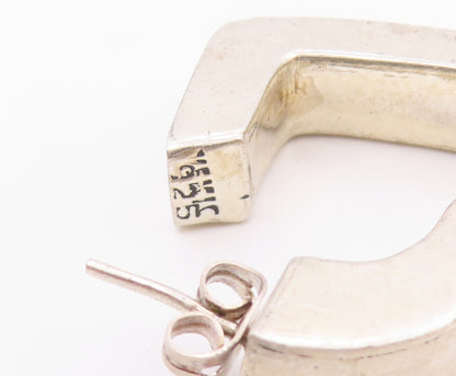 925 Sterling Silver Vintage Earrings MEXICO Modernist Solid Love Heart  EG14528