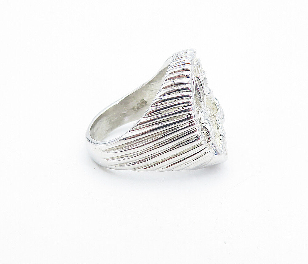 925 Sterling Silver Vintage Sculpted Religious Figure Band Ring Sz 5 RG5585