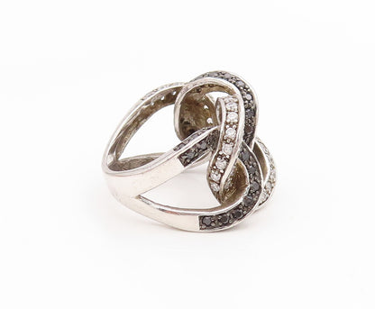 925 Sterling Silver Vintage Ring Spinel & CZ Interlocking Circle Sz 7.5 RG34530