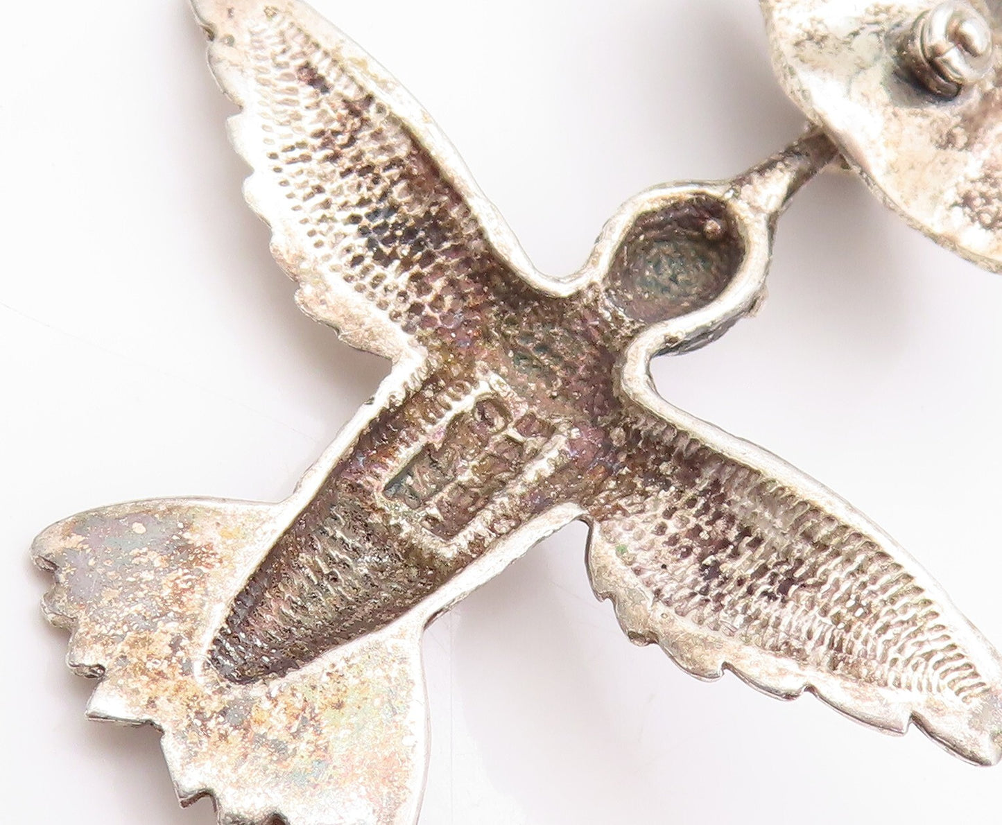 925 Sterling Silver Vintage Brooch Humming Bird Collecting Nectar  BP11529