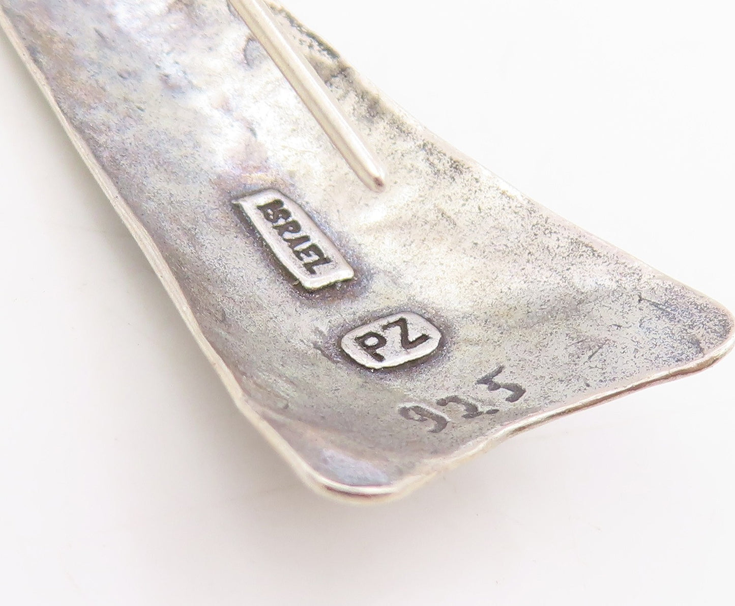 925 Sterling Silver Vintage Earrings OR PAZ ISRAEL Hammered Dangles  EG13963