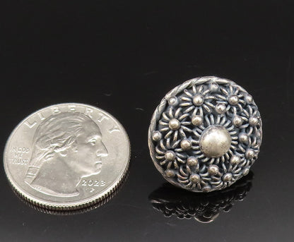 925 Sterling Silver  Vintage Round Multi Flower Screw Back Earrings  EG11842