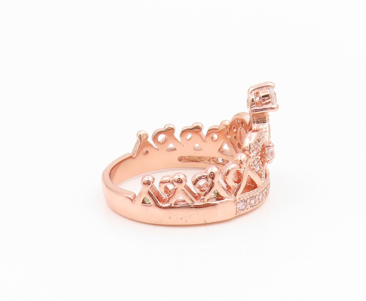 925 Sterling Silver Vintage Ring Gold Plated Topaz Princess Crown  Sz 7  RG35327