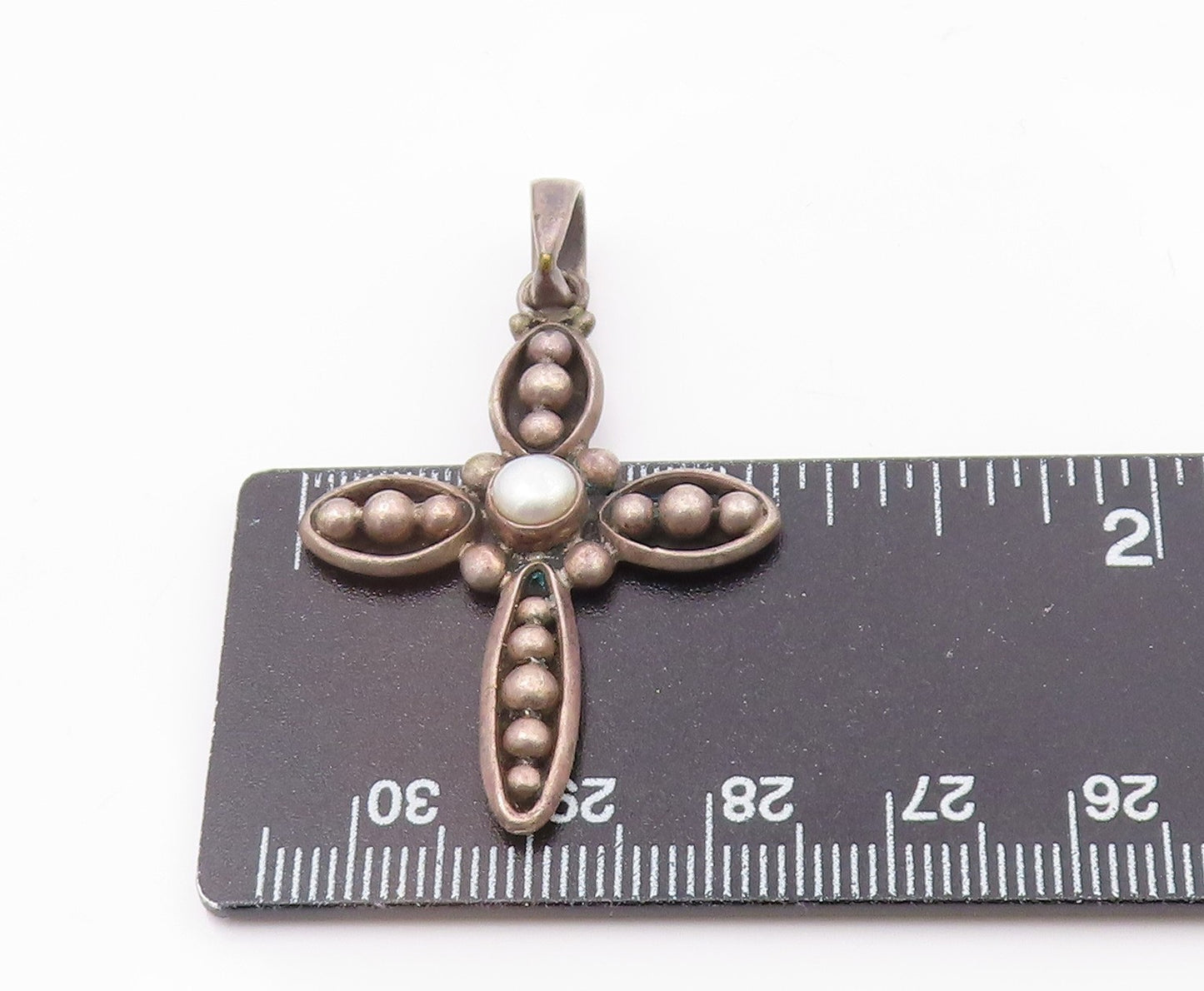 SILPADA 925 Sterling Silver  Vintage Pearl Religious Cross Pendant  PT16076