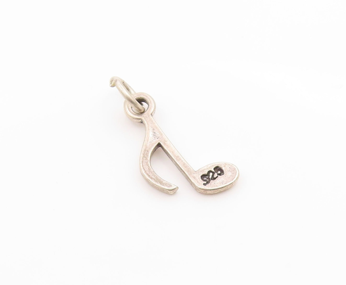 925 Sterling Silver  Vintage Shiny Petite Music Note Motif Pendant  PT19022