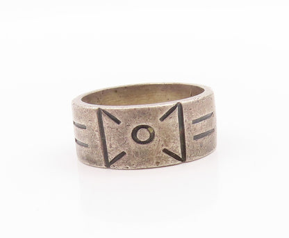 925 Sterling Silver Vintage Ring MEXICO Antique Etched Bow  Sz 7.5  RG33343