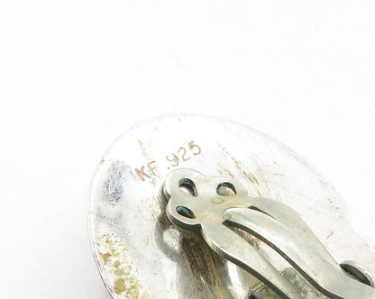 NAVAJO 925 Sterling Silver  Vintage Abalone Shell Etched Drop Earrings  EG5053