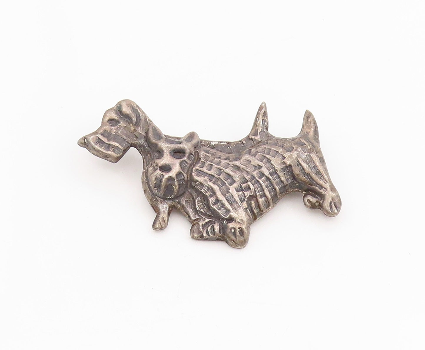 925 Sterling Silver Vintage Brooch Etched Scottish Terrier Dog Figurine  BP12158